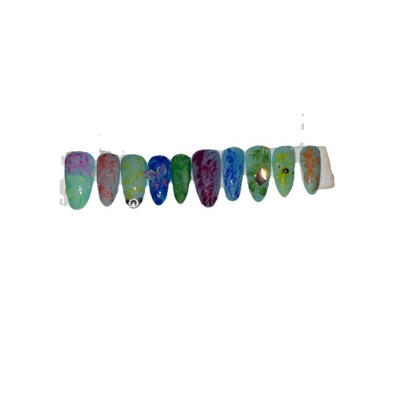 Unbranded Other - Oval Shaped Handmade Press On Nails Large Size-Polished Poetry